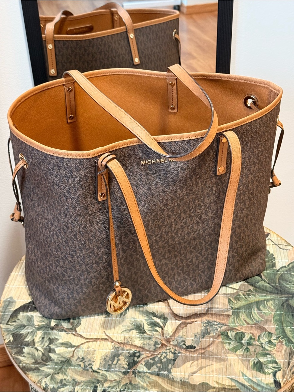 Michael Kors Brown and Tan Logo Tote - Picture 2 of 4